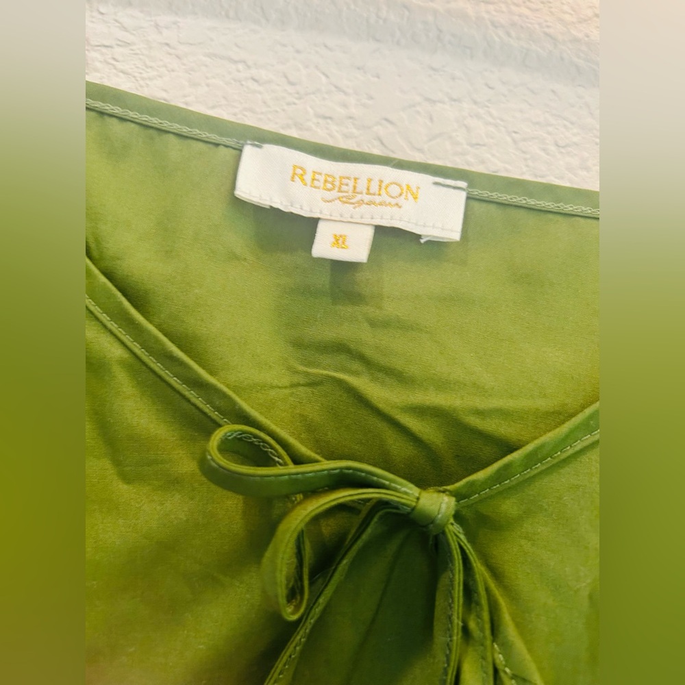 Rebellion Olive Green Tiered Maxi Dress - Picture 4 of 5